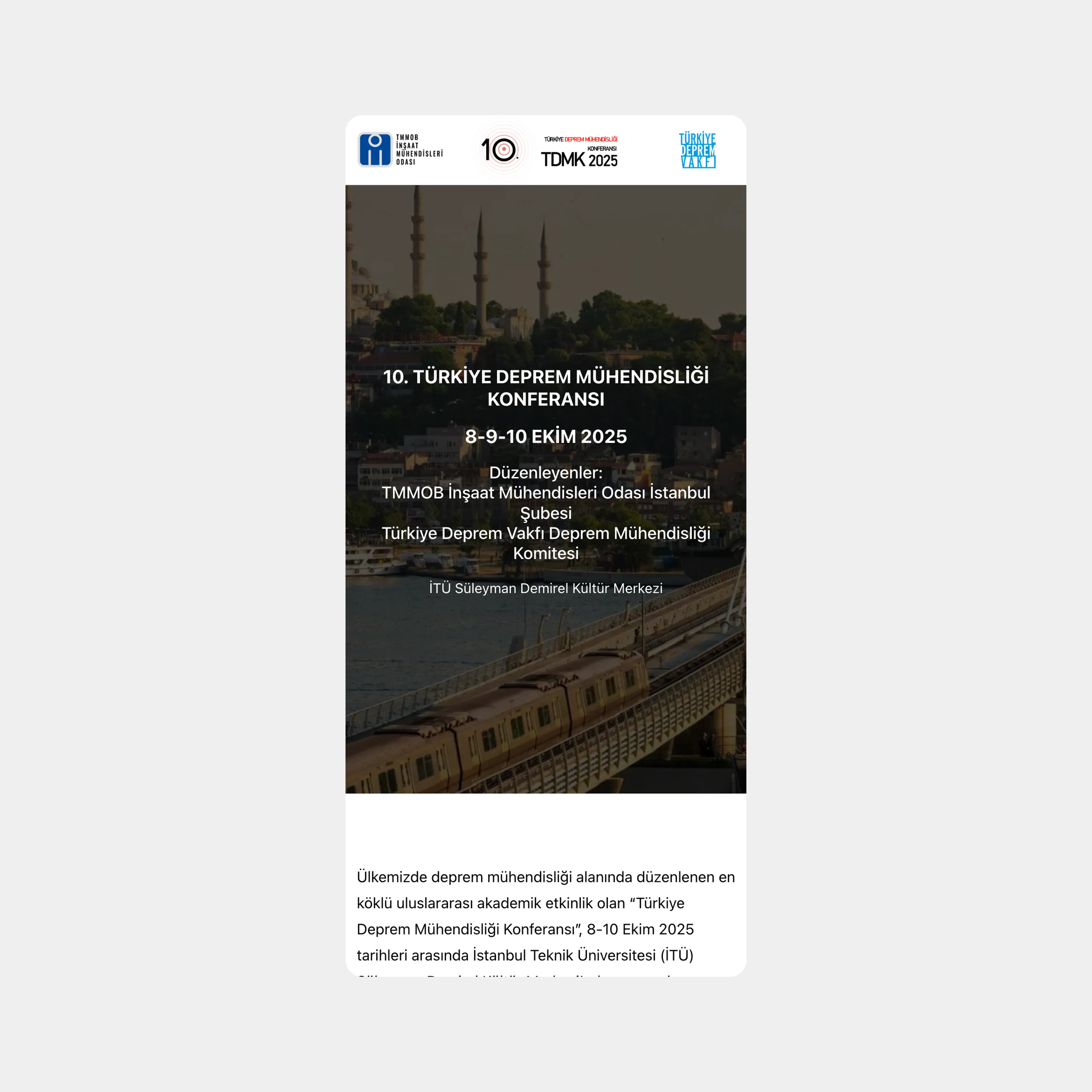 10th Turkish Conference on Earthquake Engineering